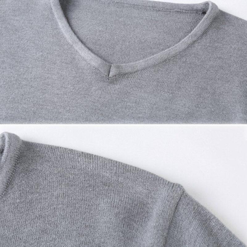Sweater Bottoming Shirt Men's V-neck Pullover Long-sleeved Knitted Bottoming Shirt Men's Casual Slim Solid Color Sweater