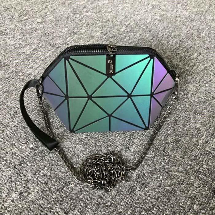 Female Bag Shell Bag Geometric Rhombic Luminous Semicircle Chain Messenger Bag Mini Bag