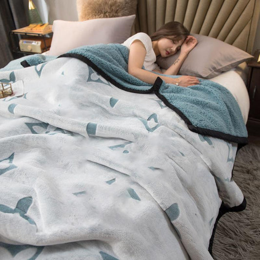 Flannel Lamb Velvet Thick Woolen Blanket Lunch Break Blanket Winter Double-sided Plus Fleece Blanket Warm and Breathable Sheets
