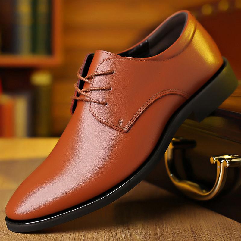 Spring and Autumn Youth British Casual Business Formal Wear Men's Leather Shoes Increased Work Shoes