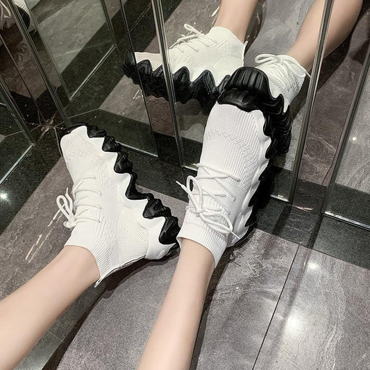 Women's Trendy Shoes Summer Breathable High-top Shoes Gauze Canvas Jelly Shoes