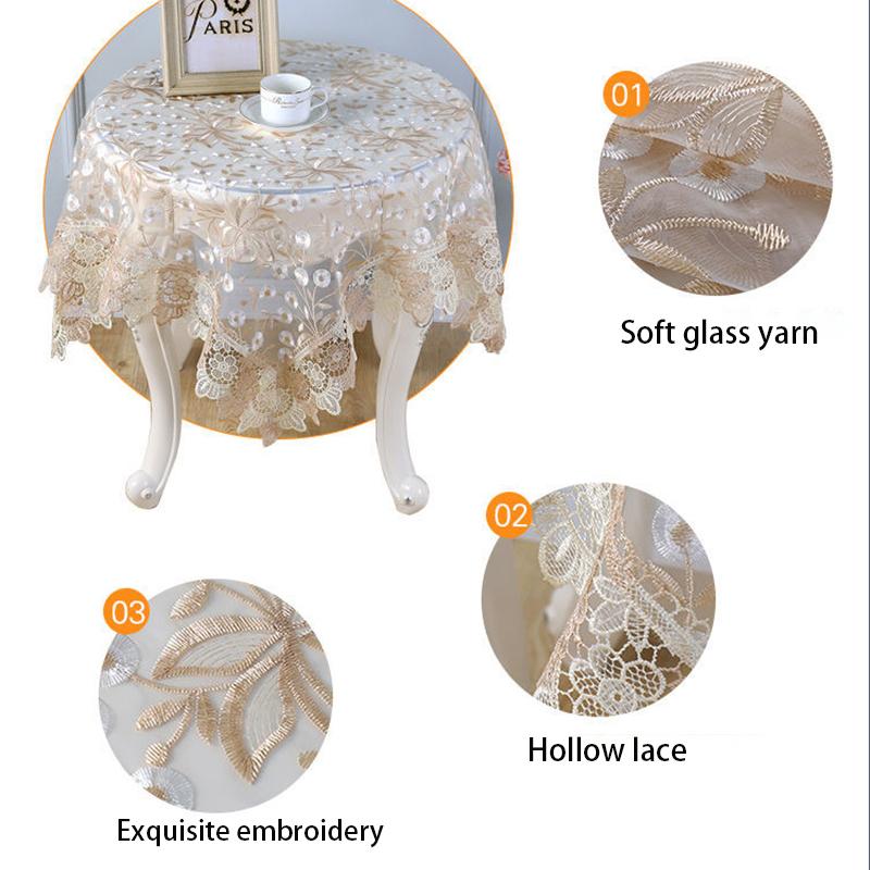 Nordic Style Lace Embroidery Cloth Dust Cover Round Tablecloth Bedside Table Cover Towel Refrigerator Cover Towel Multifunctional Cover Cloth
