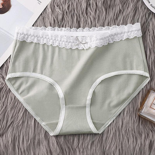 95 Cotton Panties Women's Mid-waist Lace Hip Lift Comfortable Breathable Seamless Spring and Summer Triangle