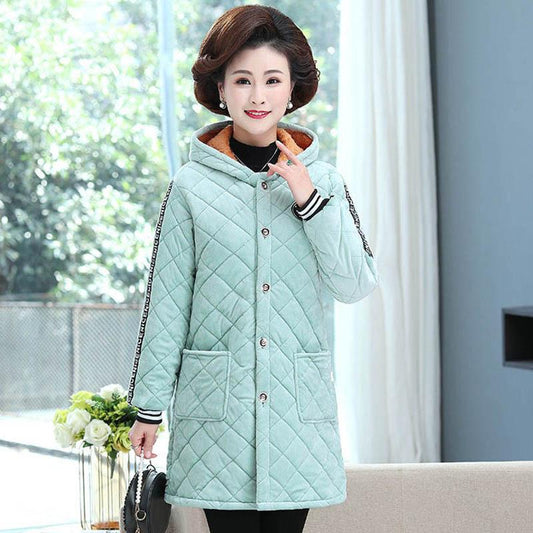 Winter Three-layer Plus Velvet Plus Cotton Overalls Long-sleeved Cotton-padded Jacket Women's Large Size Coat Overalls