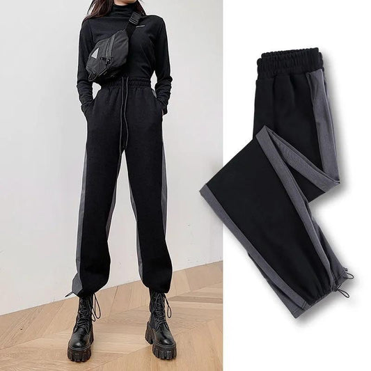 Women's Trousers Spring and Autumn Korean Version Loose Large Size Thin High Waist Stitching Casual Trousers Drapey Mopping Straight Leggings