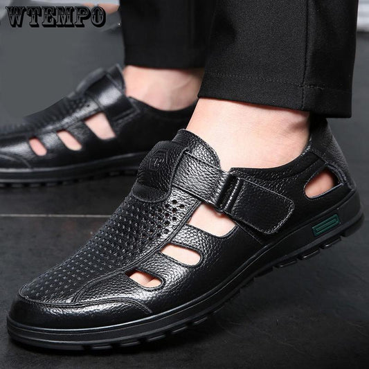 Genuine Leather Men Casual Shoes Summer Soft Driving Men's Loafers Shoes Sandals for Men