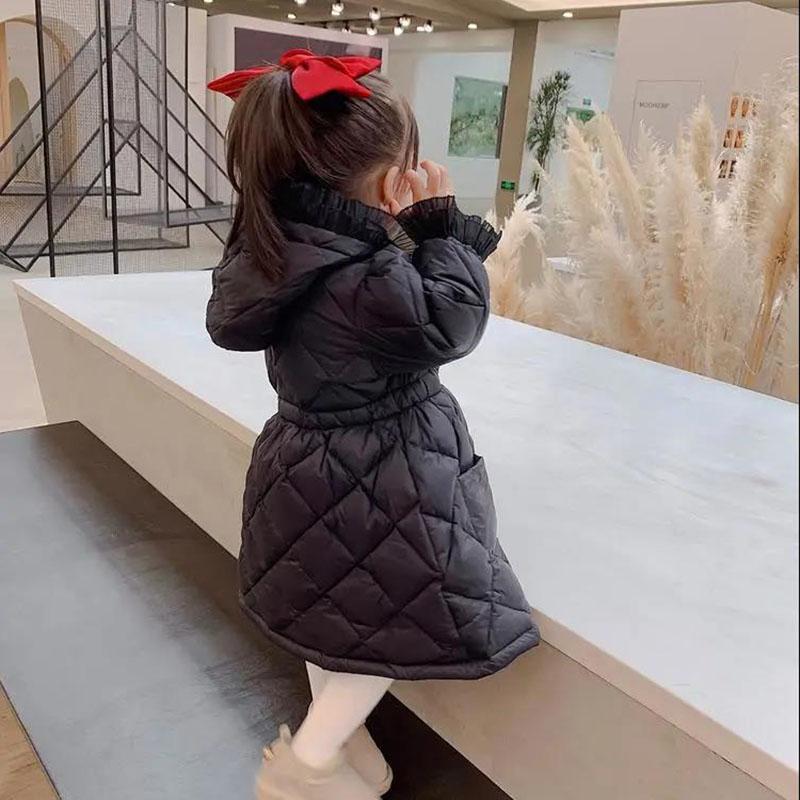 Winter Windproof Warmth Thick Coat Silk Cotton Side Collar Girls Cotton Jacket