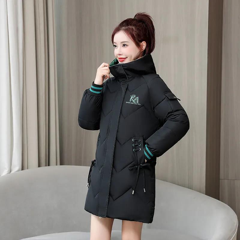 Down Cotton Bread Jacket Women's Mid-length Korean Cotton-padded Jacket Fashion Thick Cotton-padded Coat Loose Large Size Jacket