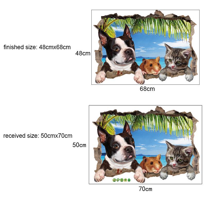 Cute Cat Cartoon Wall Stickers Dog Mouse For Children Room Home Decor Wall Decals Wall Stickers For