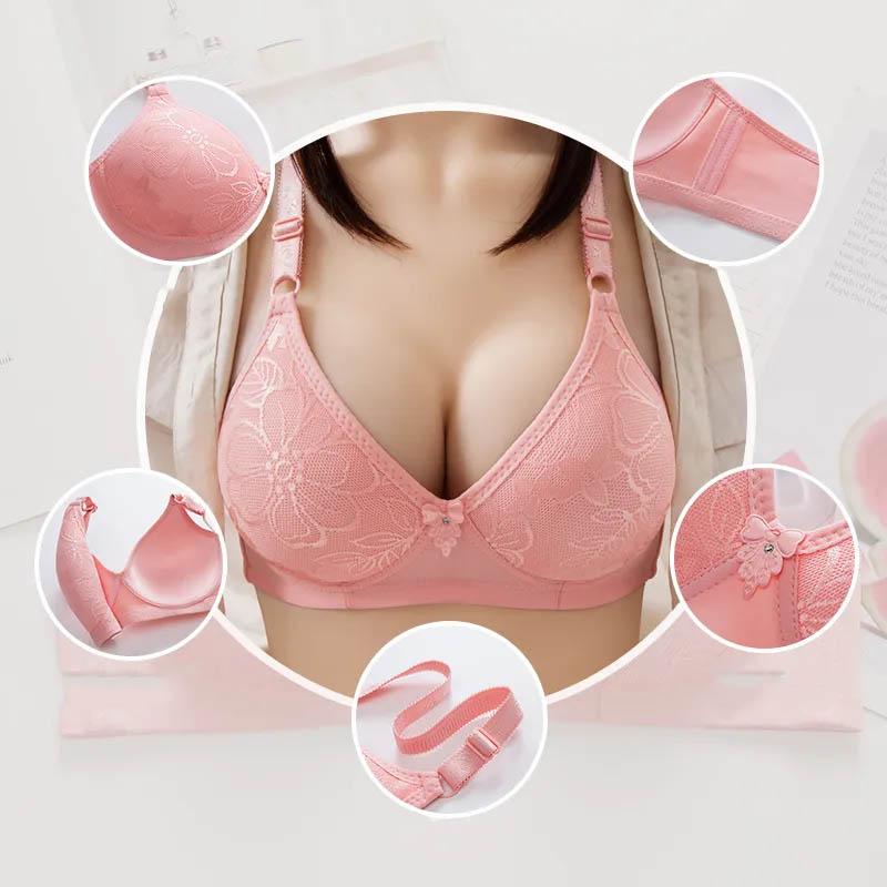 Large Size Bra Without Steel Ring Thin Section Summer Receiving Side Milk Breathable Gathering Anti-sagging Shaping Light and Comfortable Bra