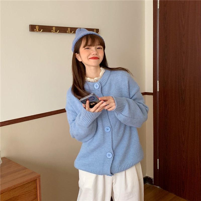 Autumn and Winter Round Neck Loose Solid Color Long-sleeved Sweater Female Student College Style All-match Blouse Sweater Women