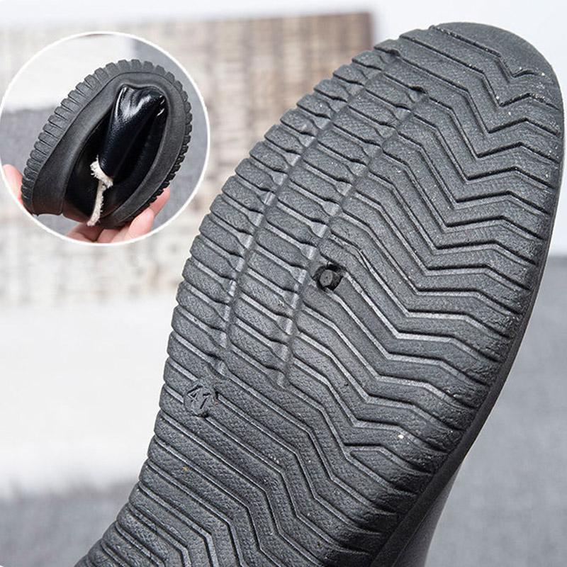 Women Unisex Winter Home Slippers Leather Waterproof Non Slip Slippers Plush Warm Indoor