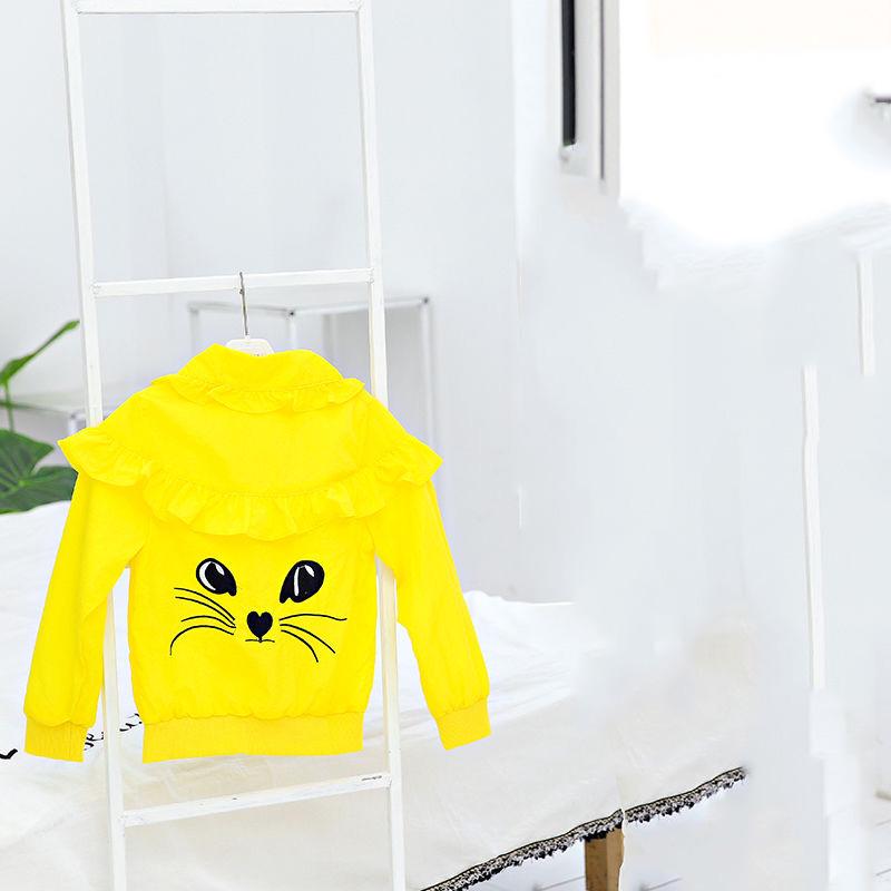 Coat Autumn Girls Children Cartoon Cat Jacket Zipper Hooded Jacket Coat