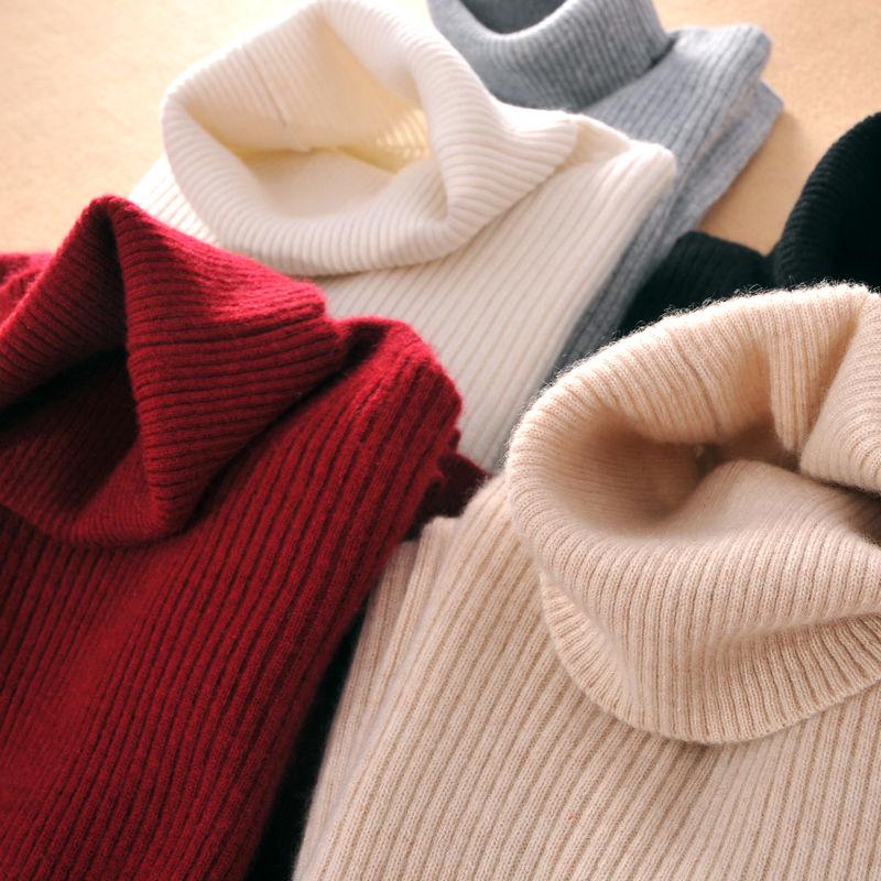 Turtleneck Women's Self-cultivation Pullover Thickening Autumn and Winter New Tight-fitting Solid Color Long-sleeved Knitted Sweater Short