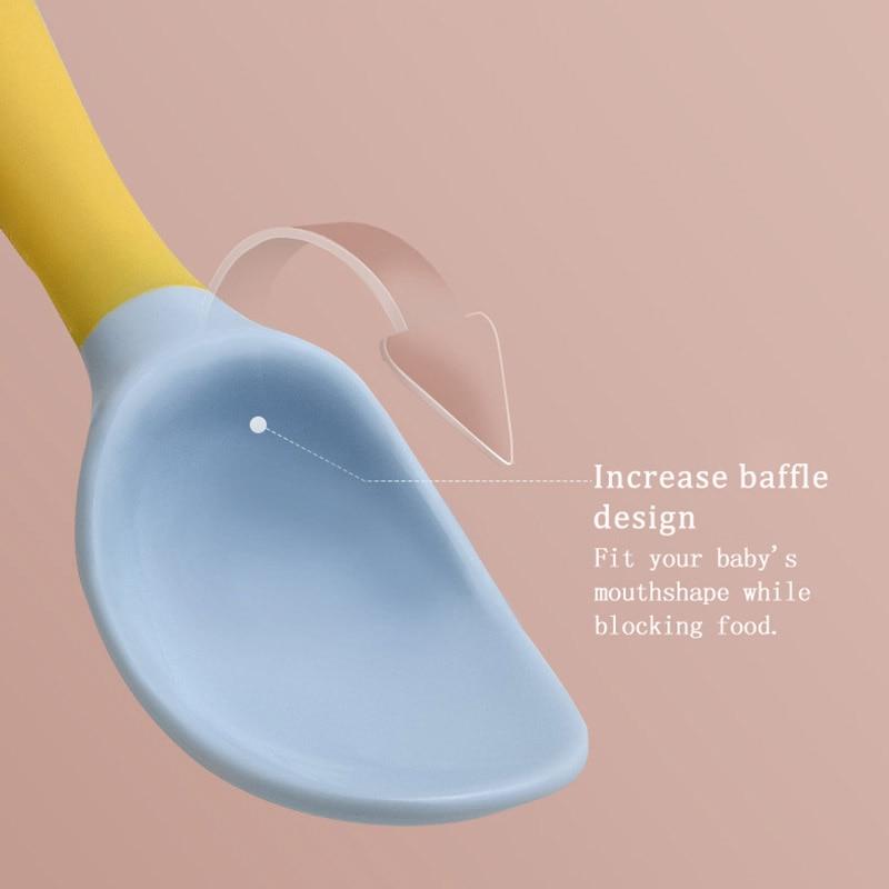 Baby Twist Spoon Fork Suit PP/TPE Bendable 360 Rotation Tableware Soft Non-slip Auxiliary Food Feeding Baby Training Dinnerware