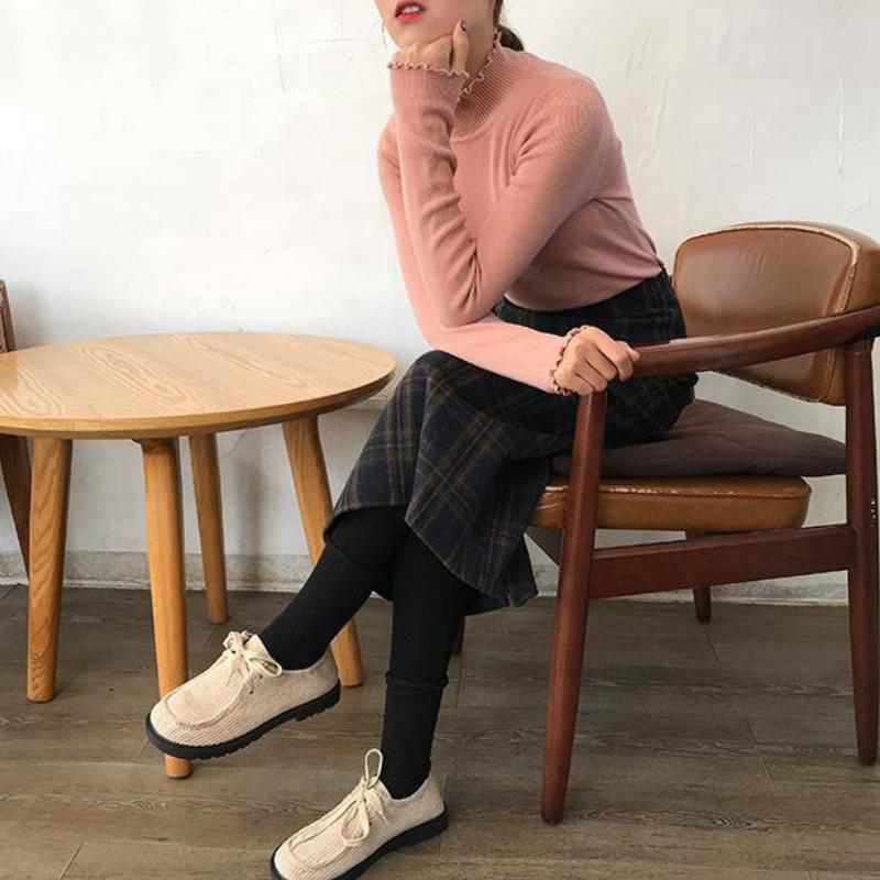 Half Turtleneck Slim Bottoming Shirt Women Autumn Winter Long-sleeved Solid Color Sweater