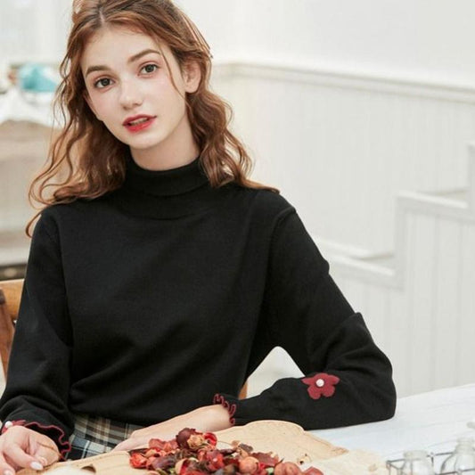 Turtleneck Bottoming Sweater Knit Sweater Women Loose Korean Style Students Autumn Winter New Long-sleeved Pullover Top