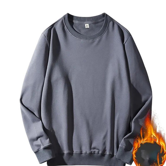 320g Classic Wild Thick Plus Velvet Sweatshirts Round Neck Sweater Men's Simple Loose Solid Color Long-sleeved Pullover