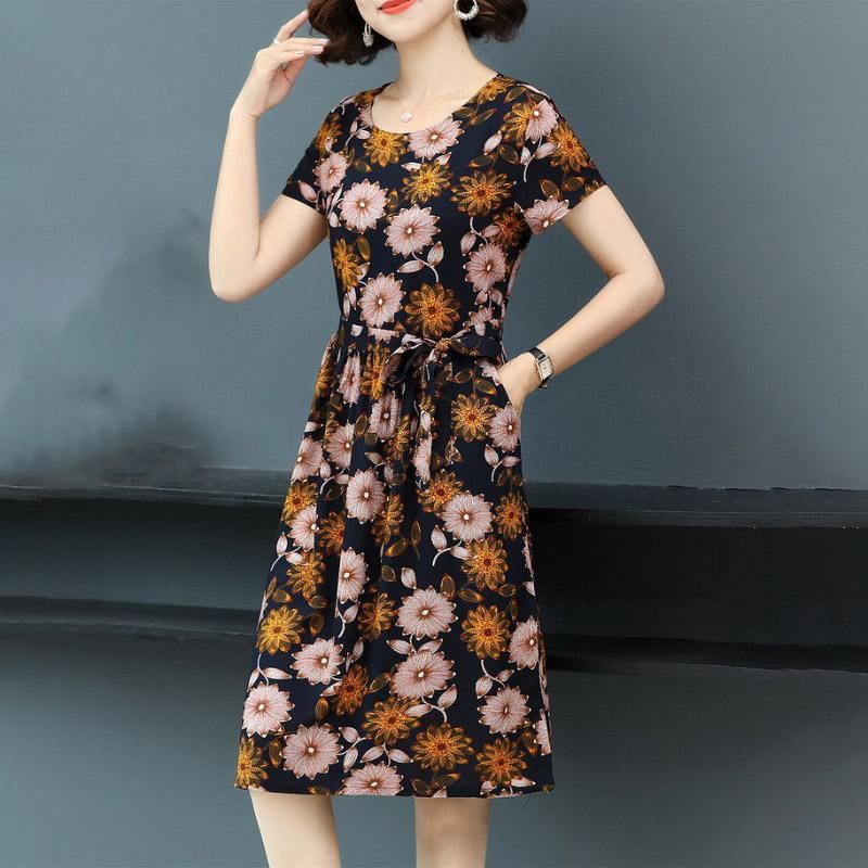 French Plus Size Dress Spring Summer Women New All-match Fashion Stitching Solid Color Pleated Pleated Dress
