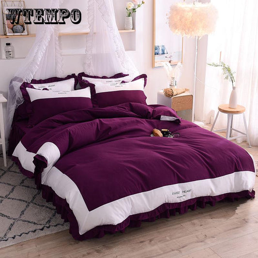 Princess Style 100% Cotton Bedding Set Duvet Cover 4pcs Single Twin Queen King Size Quilt Cover