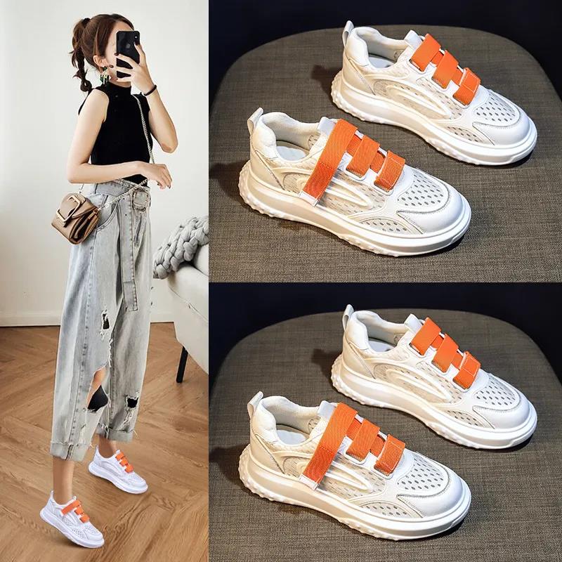 Velcro White Shoes Thin Sports Casual Shoes Mesh Breathable Women's Shoes Ins Tide Wild