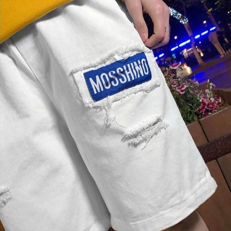 Summer Shorts Male Korean Version Straight Shorts Loose Harajuku Style Port Style White Hole Ins Casual Five-point Pants