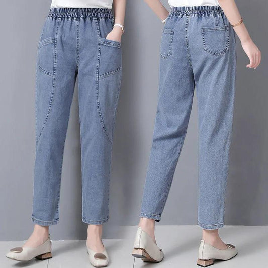 Fashion Mom Jeans Ladies Autumn Thin Harem Pants High Waist Slimming Middle-aged Casual Women's Ninth Pants