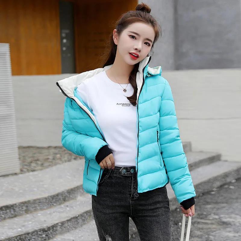 Winter Short Women's Down Jacket Detachable Hood Cotton Jacket Hooded Down Jacket