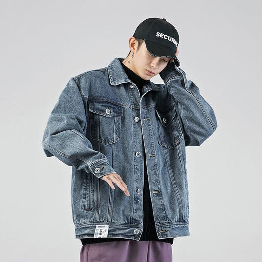 Youth's Comfortable Japanese Wind Denim Jacket Spring and Autumn Casual Jacket Unisex Jacket