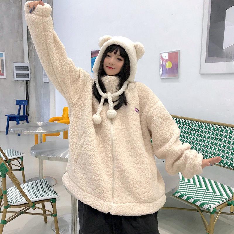 Lamb Velvet Sweater Jacket Women Loose Autumn and Winter Warmth and Velvet Thick Cardigan Zipper Jacket Ladies Warm Casual Jacket