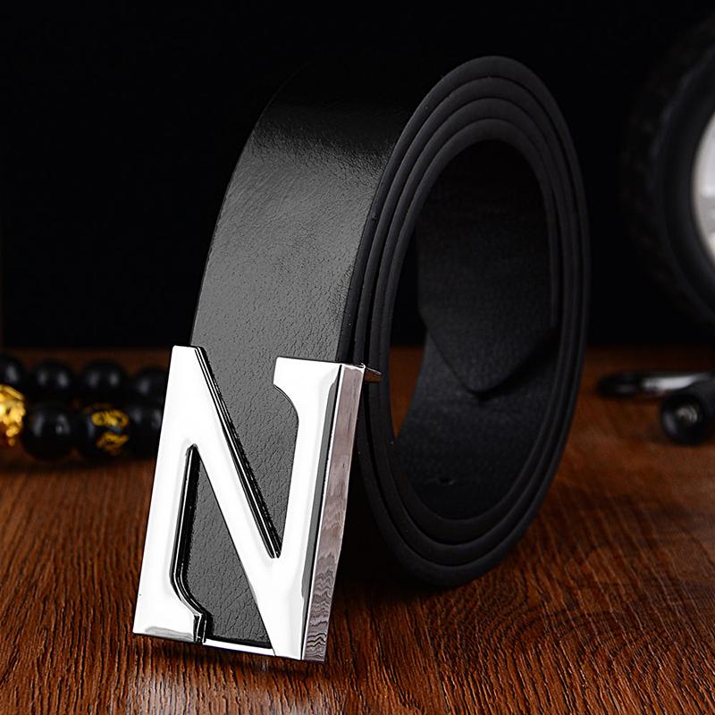 Belt male casual black youth belt male wild letter smooth buckle belt youth student belt female