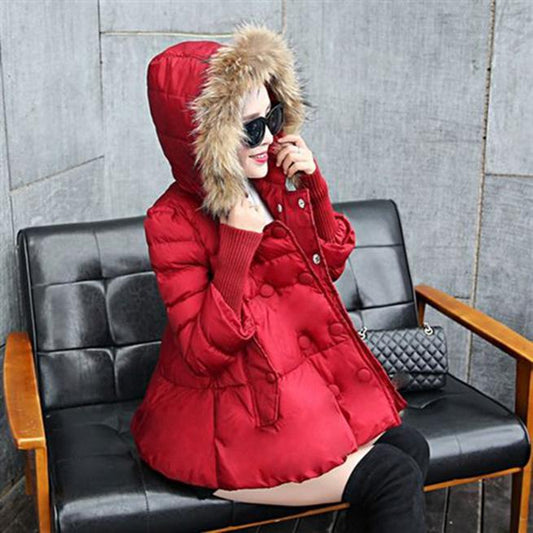 Women's Short Padded Jacket Light and Thin Winter Padded A-line Down Padded Jacket
