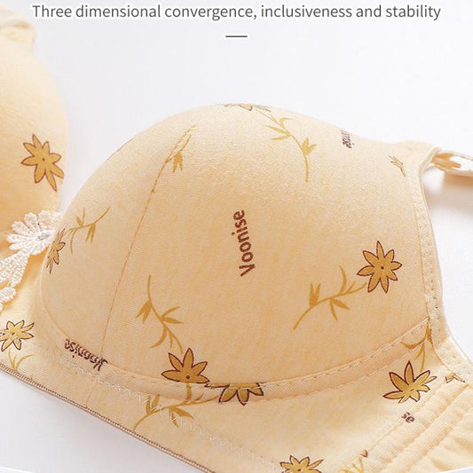 Thin Underwear Anti-sagging Anti-sagging Bra Without Steel Ring Gather Underwear Ladies Pure Cotton Fabric Light and Breathable
