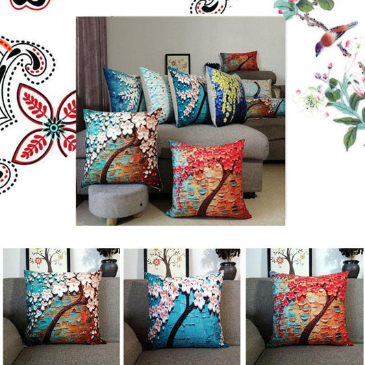2pcs/set3D Oil Painting Printing Cushion Cover and Cushion Linen Fabric Pillowcase Pillows Case Cover Pillow Bedroom Pillowcase