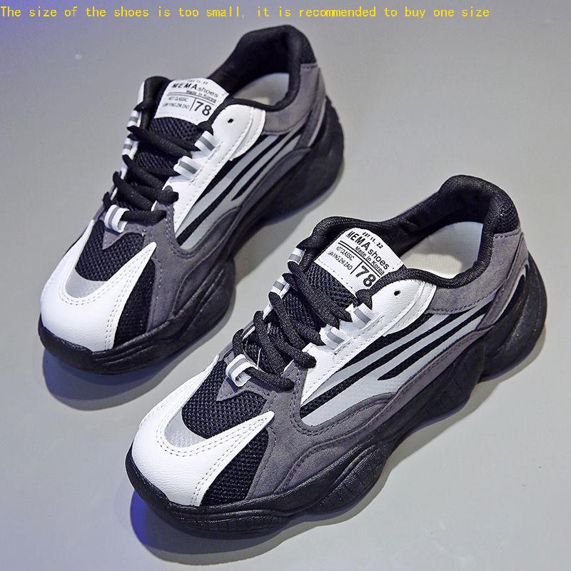 2020 Women Chunky Sneakers Designers Ulzzang Silver Lace Up Casual Vulcanized Shoes Sports Footwear