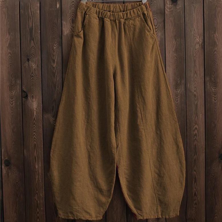 Linen Cotton Pants Linen Long Pants Wide Leg Pants Full Length Harem Pants Loose Maxi Trousers Fall Spring Long Plus Size Pants
