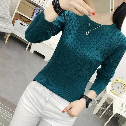 Autumn and Winter Round Neck Thread Bottoming Shirt Long Sleeve Knitted Sweater Fashion Casual Women's Top