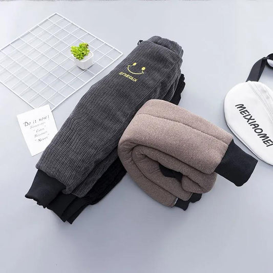 Boys' Cotton Pants Thickened Middle and Small Children's Winter Baby Loose Foot Binding Three-layer Cotton Sandwiched Warm Pants Korean Style