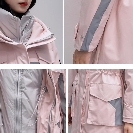 Down Jacket Women's Winter Mid-length Warm White Duck Down Cotton Clothing Tooling Parka Jacket Leisure Sports Outdoor Jacket Oversized Thick Coat