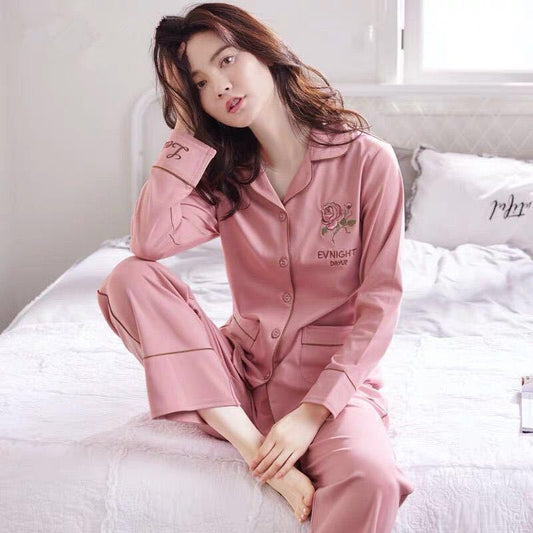 Can Be Worn Outside Home Clothes Cotton Pajamas Women's Spring and Autumn Long-sleeved Suit Plus Size Pajamas Summer Women's Thin Pajamas