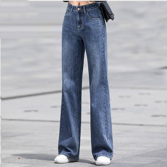 Women's Fashion Casual Jeans Vintage Stretch Denim Pants Wide Leg Long Flared Trouser Female Pants