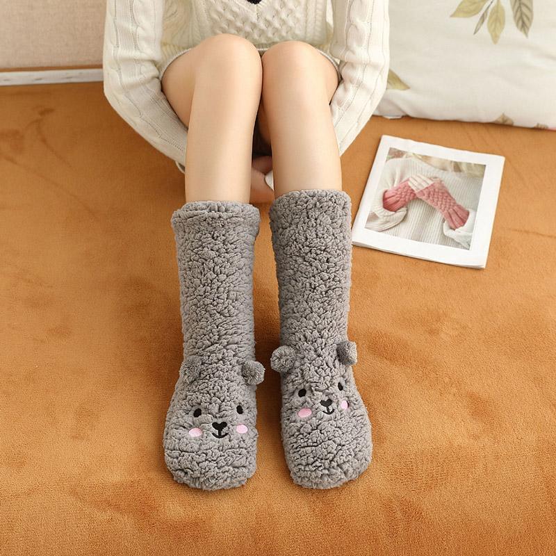 Winter Lamb Plush Socks Plus Velvet Thickening Home Wear Floor Socks Ladies Long Tube Socks