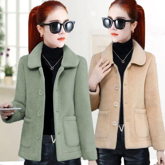 Short Faux Mink Velvet Coat Women's Lapel Fur Jacket Autumn and Winter Thickened Golden Mink Velvet Coat