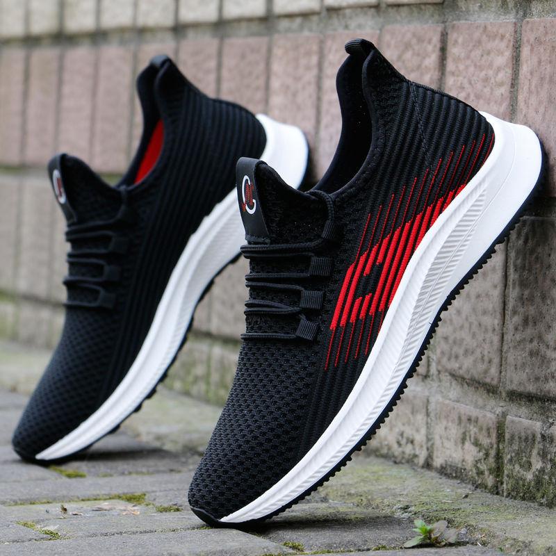 Summer Breathable Sports Shoes Flying Woven Mesh Mesh Shoes Non-slip Deodorant Men's Shoes