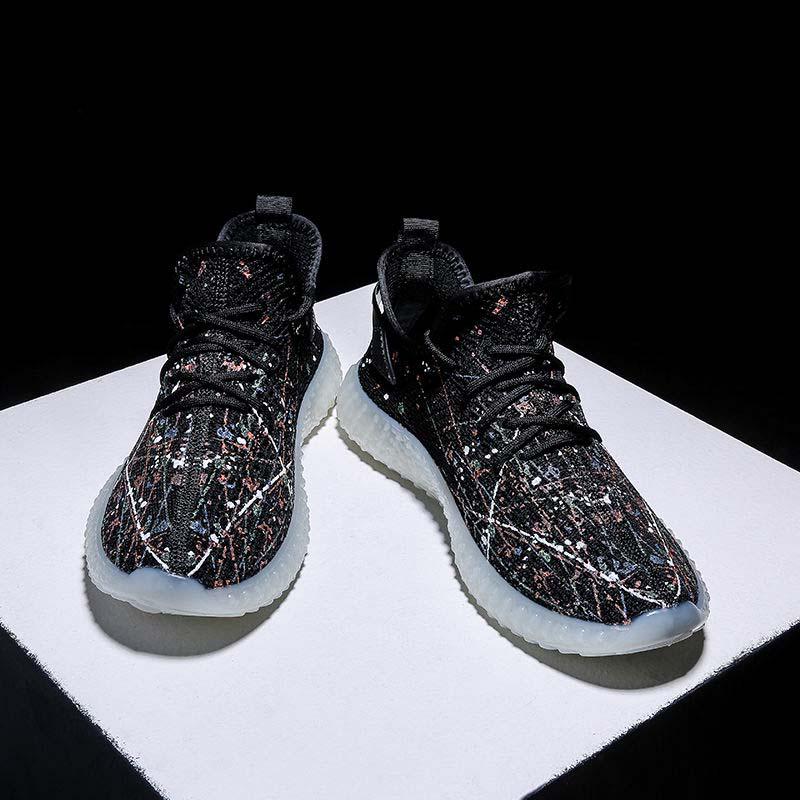 Plus Size 39-44 Men Flying Woven Mesh Sneakers Comfortable Breathable Running Basketball Shoes Students Shockproof Non-slip Gypsophila Shoes