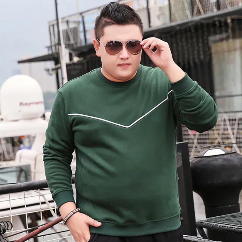 Men's Plus Fat Plus Loose Round Neck Sweater Plus Size Fat Guy Autumn Cotton Long-sleeved Sweater