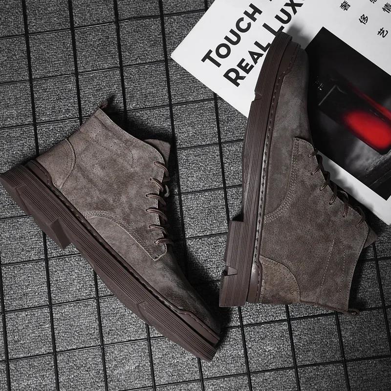 Martin Boots Men's Leather Boots Leather Breathable Men's Shoes Spring and Autumn Boots Outdoor Hiking Shoes Sports Casual Boots