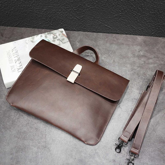 Business Briefcase Men PU Leather Zipper Waterproof Handbag Shoulder Bag Travel Messenger Bags