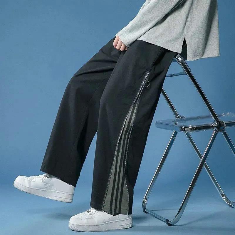 Breasted Pants Male Summer Ins Loose Straight Wide-leg Pants Trend Student All-match Casual Pants