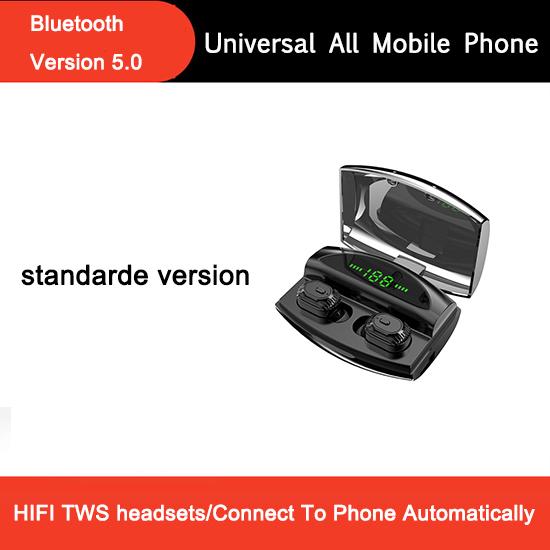 TWS Wireless Bluetooth Earphone 5.0 8D Stereo Digital Display Charging Cabin Invisible Sport Headset